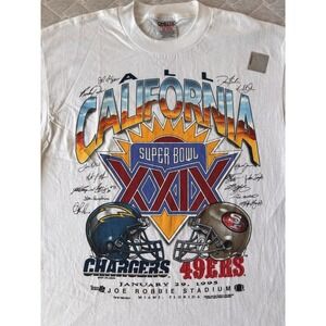 Vintage Super Bowl XXIX 1995 Shirt Chargers 49ers Mens Large NFL Football Single